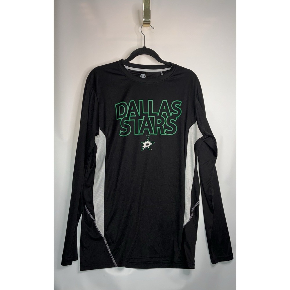 Dallas Stars NHL Long Sleeve T-Shirt Size Large Black Green White Logo Hockey